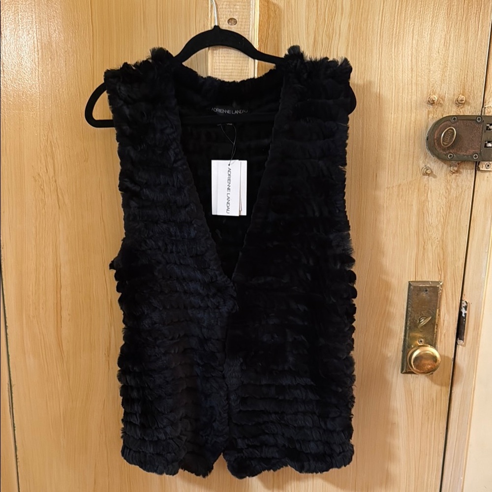 Adrienne Landau Black Fur Vest